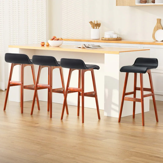 Artiss 4x Bar Stools Wooden Stool Black - Mekamart Australia