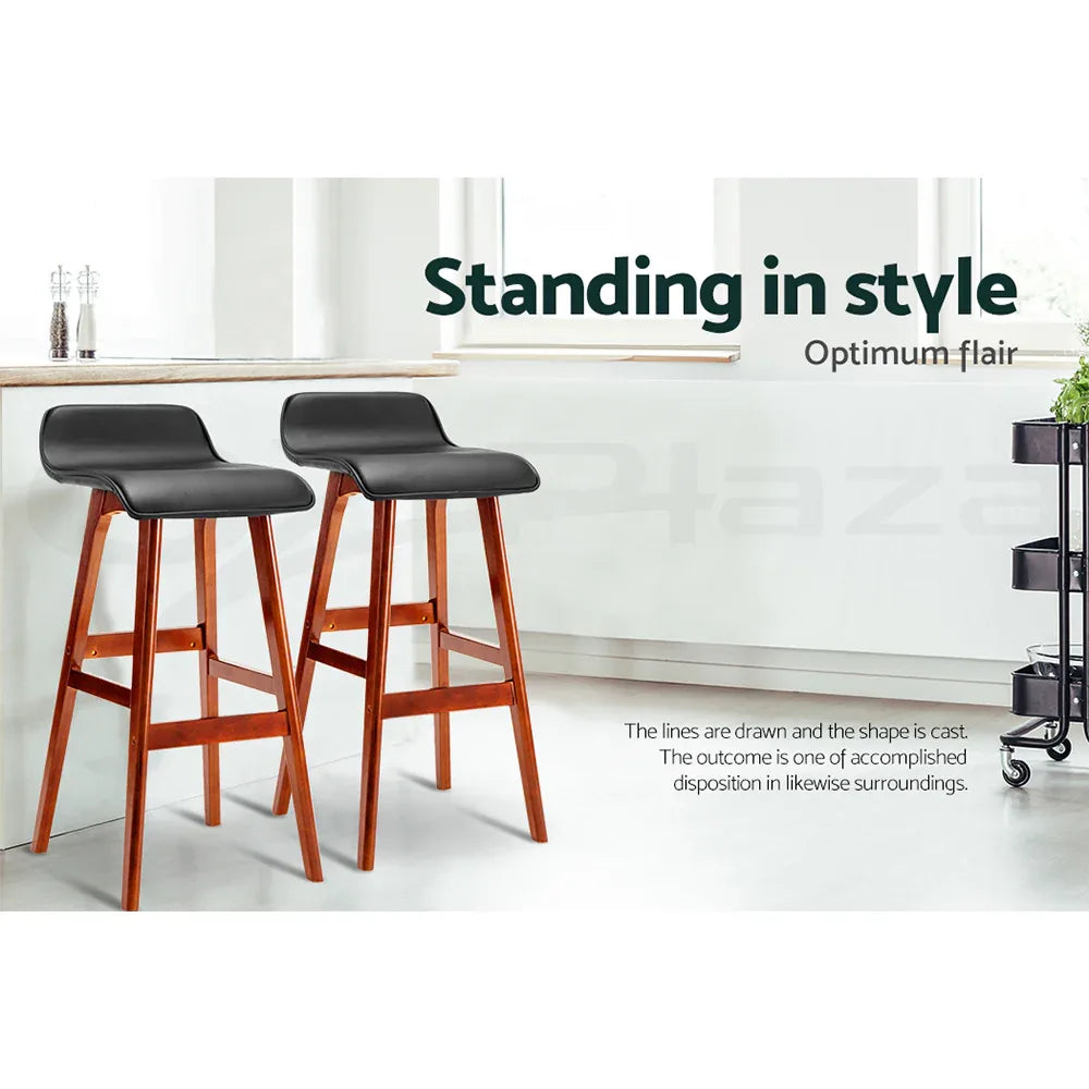Artiss 4x Bar Stools Wooden Stool Black - Mekamart Australia