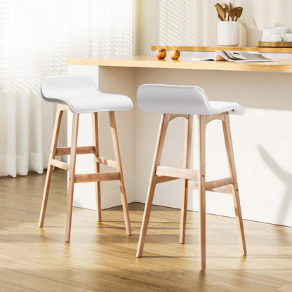 Artiss 2x Bar Stools Wooden Stool White - Mekamart Australia