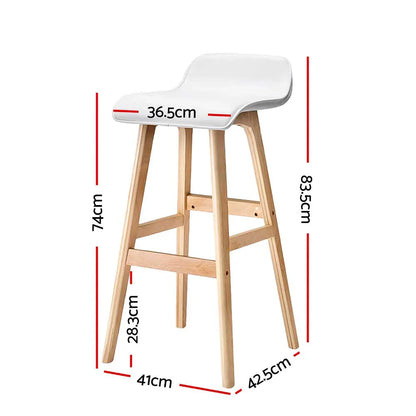 Artiss 2x Bar Stools Wooden Stool White - Mekamart Australia