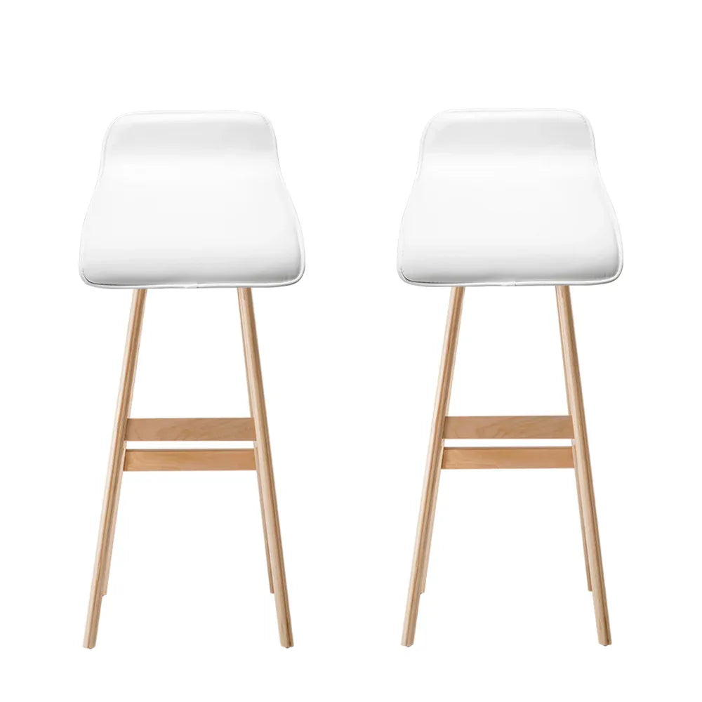 Artiss 2x Bar Stools Wooden Stool White - Mekamart Australia