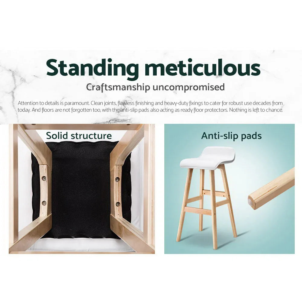 Artiss 2x Bar Stools Wooden Stool White - Mekamart Australia
