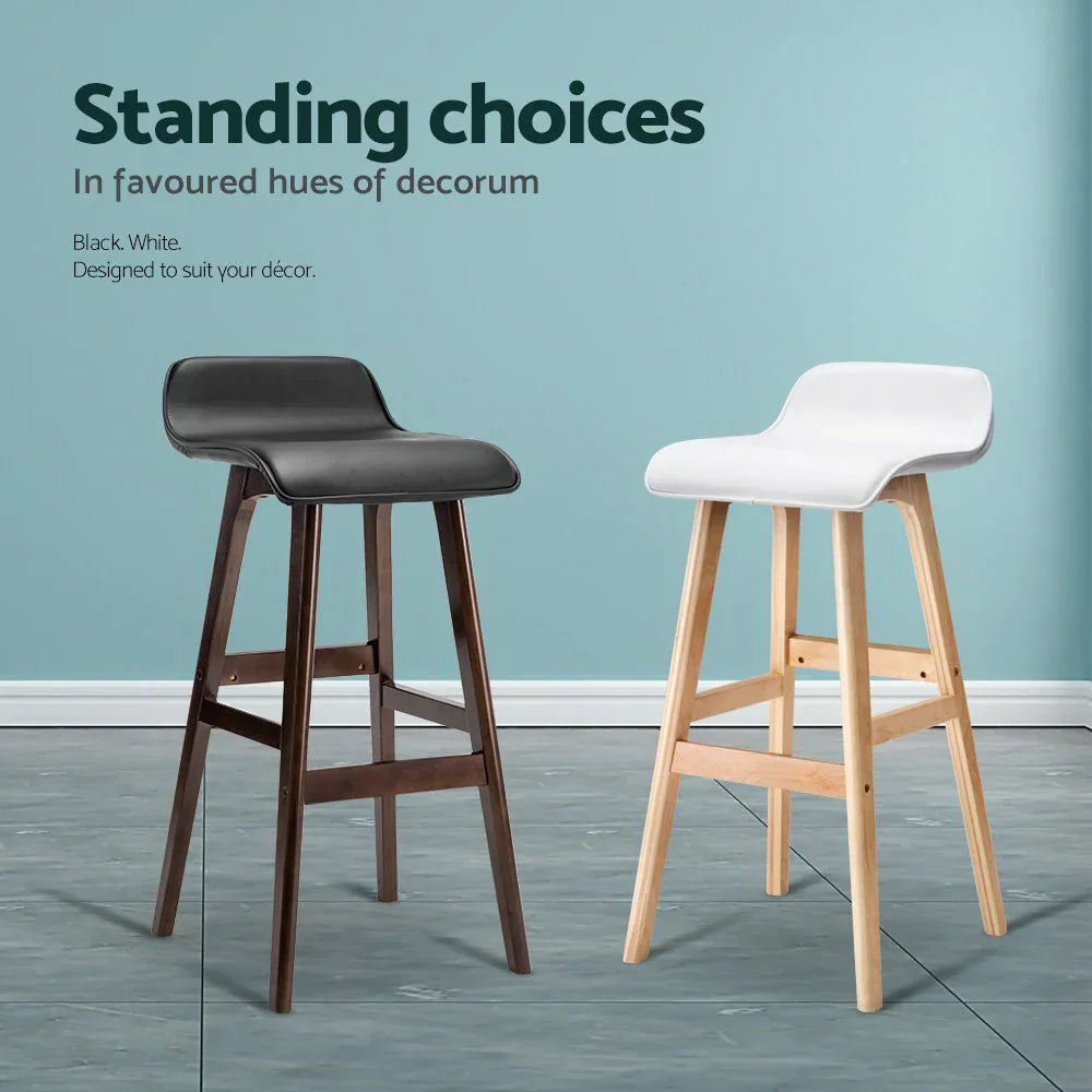 Artiss 2x Bar Stools Wooden Stool White - Mekamart Australia