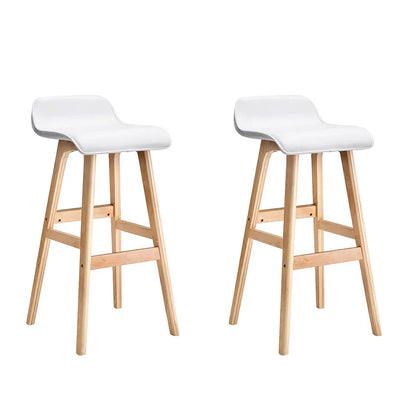 Artiss 2x Bar Stools Wooden Stool White - Mekamart Australia