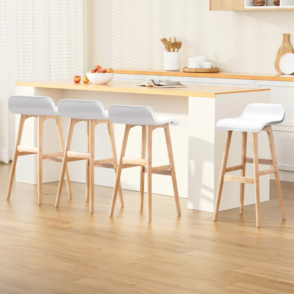 Artiss 4x Bar Stools Wooden Stool White - Mekamart Australia