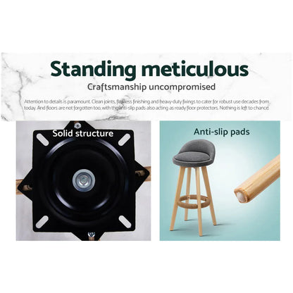 Artiss 2x Bar Stools Padded Linen Wooden Grey - Mekamart Australia