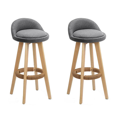 Artiss 2x Bar Stools Padded Linen Wooden Grey - Mekamart Australia