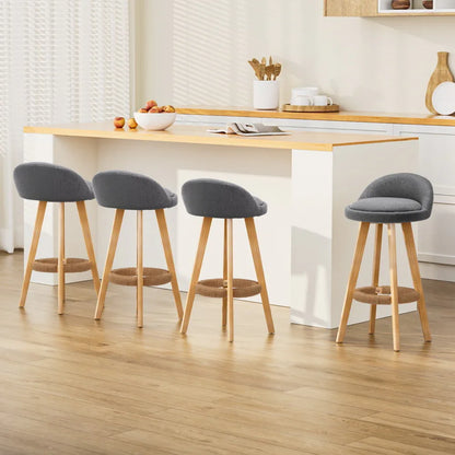 Artiss 4x Bar Stools Padded Linen Wooden Grey - Mekamart Australia