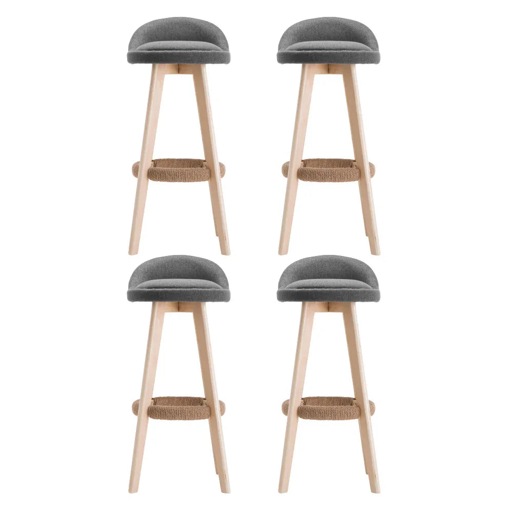 Artiss 4x Bar Stools Padded Linen Wooden Grey - Mekamart Australia