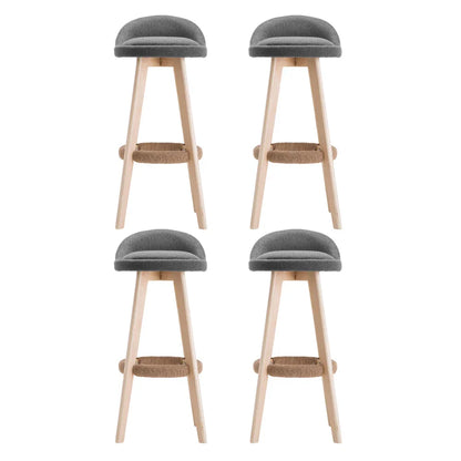 Artiss 4x Bar Stools Padded Linen Wooden Grey - Mekamart Australia