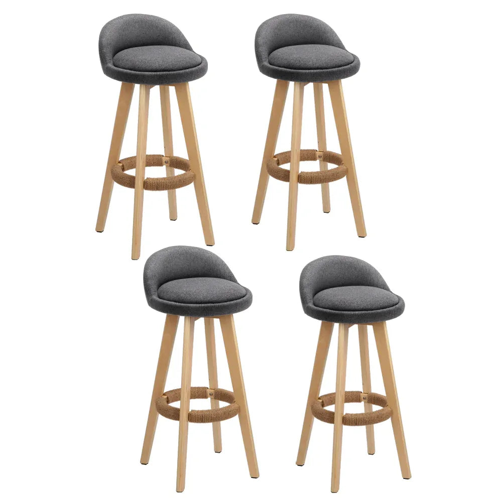 Artiss 4x Bar Stools Padded Linen Wooden Grey - Mekamart Australia
