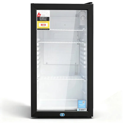 Devanti 78L Bar Fridge Glass Door Mini Fridge Countertop Cooler Black