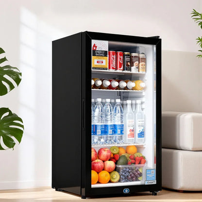 Devanti 78L Bar Fridge Glass Door Mini Fridge Countertop Cooler Black