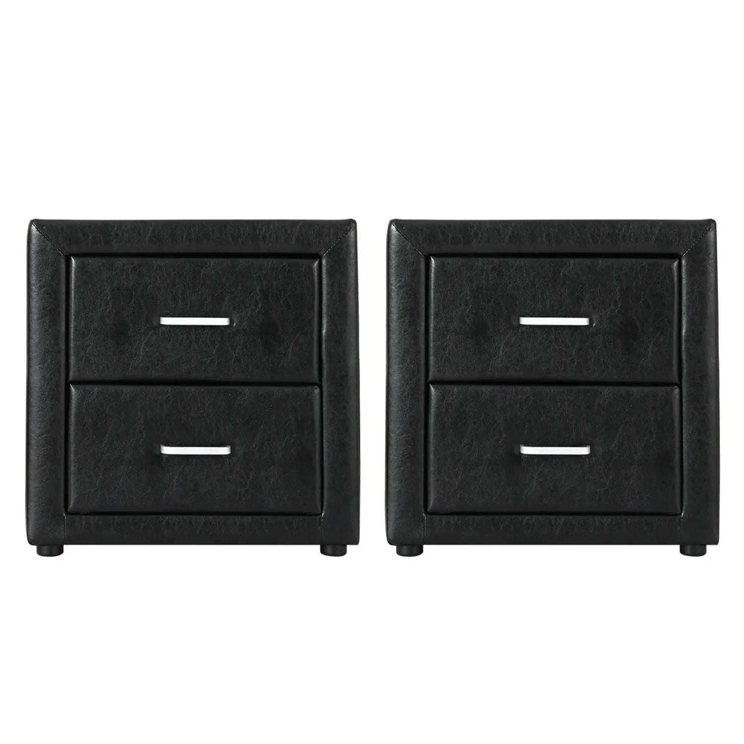Artiss 2X Bedside Table 2 Drawers Side Table Leather - CADEN Black - Mekamart Australia