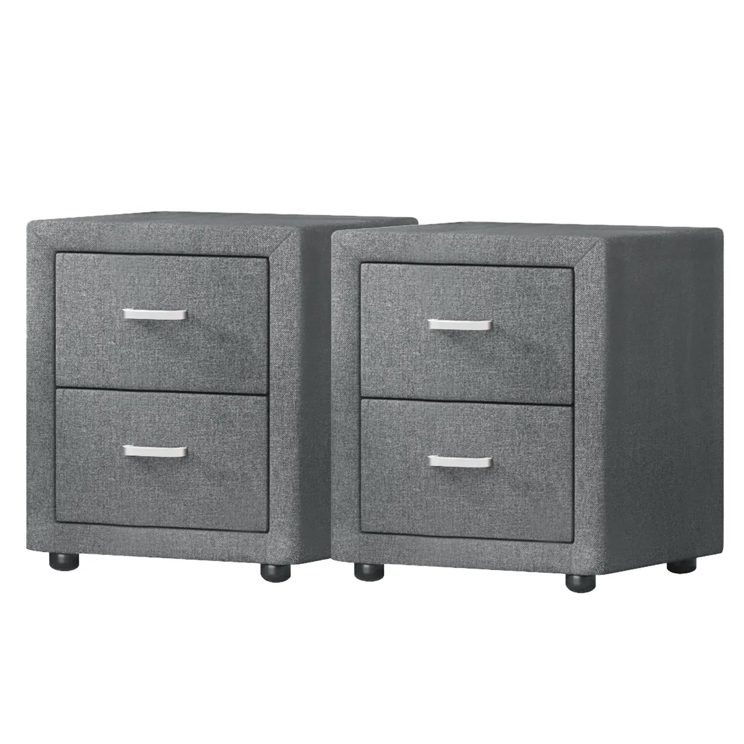 Artiss 2X Bedside Table 2 Drawers Side Table Fabric - CADEN Grey - Mekamart Australia