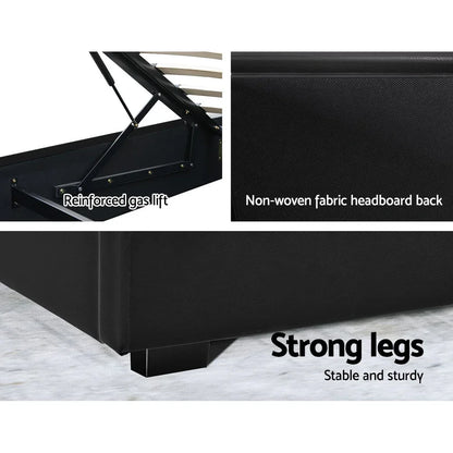 Artiss Bed Frame Queen Size LED Gas Lift Black COLE - Mekamart Australia