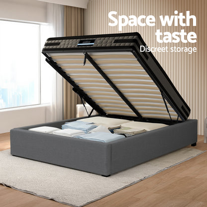 Artiss Bed Frame with 36cm Giselle Mattress Set King Single Gas Lift Base Grey
