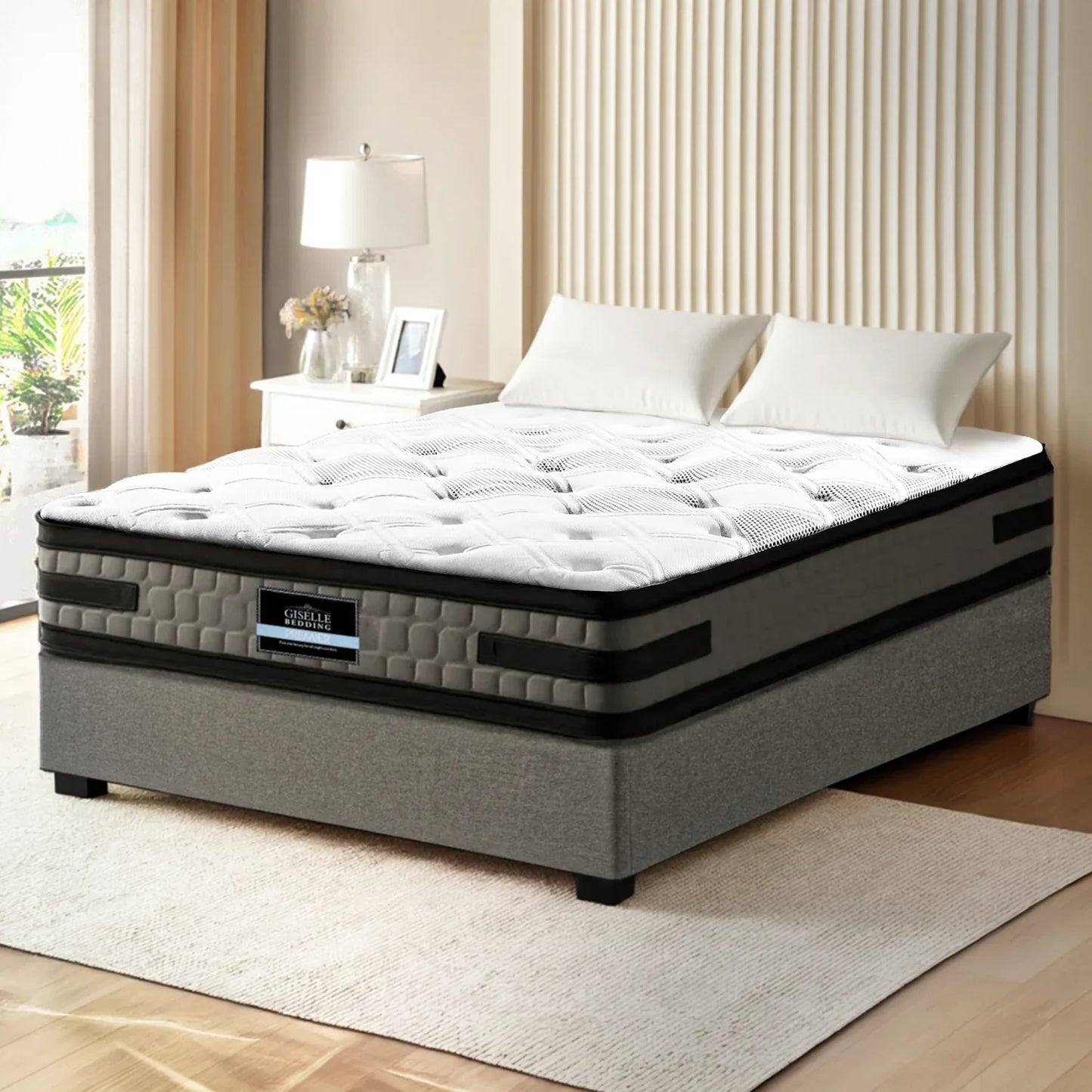 Artiss Bed Frame with 36cm Giselle Mattress Set King Single Gas Lift Base Grey