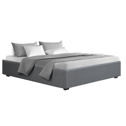 Artiss Bed Frame King Size Gas Lift Base Grey TOKI - Mekamart Australia