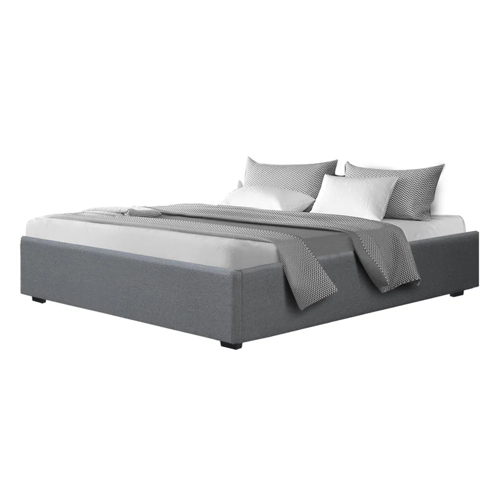 Artiss Bed Frame King Size Gas Lift Base Grey TOKI - Mekamart Australia
