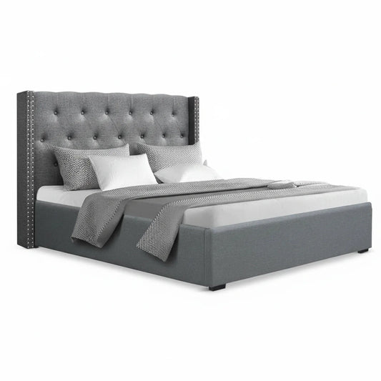Artiss Queen Bed Frame Storage Tufted Headboard Gas Lift Base Grey