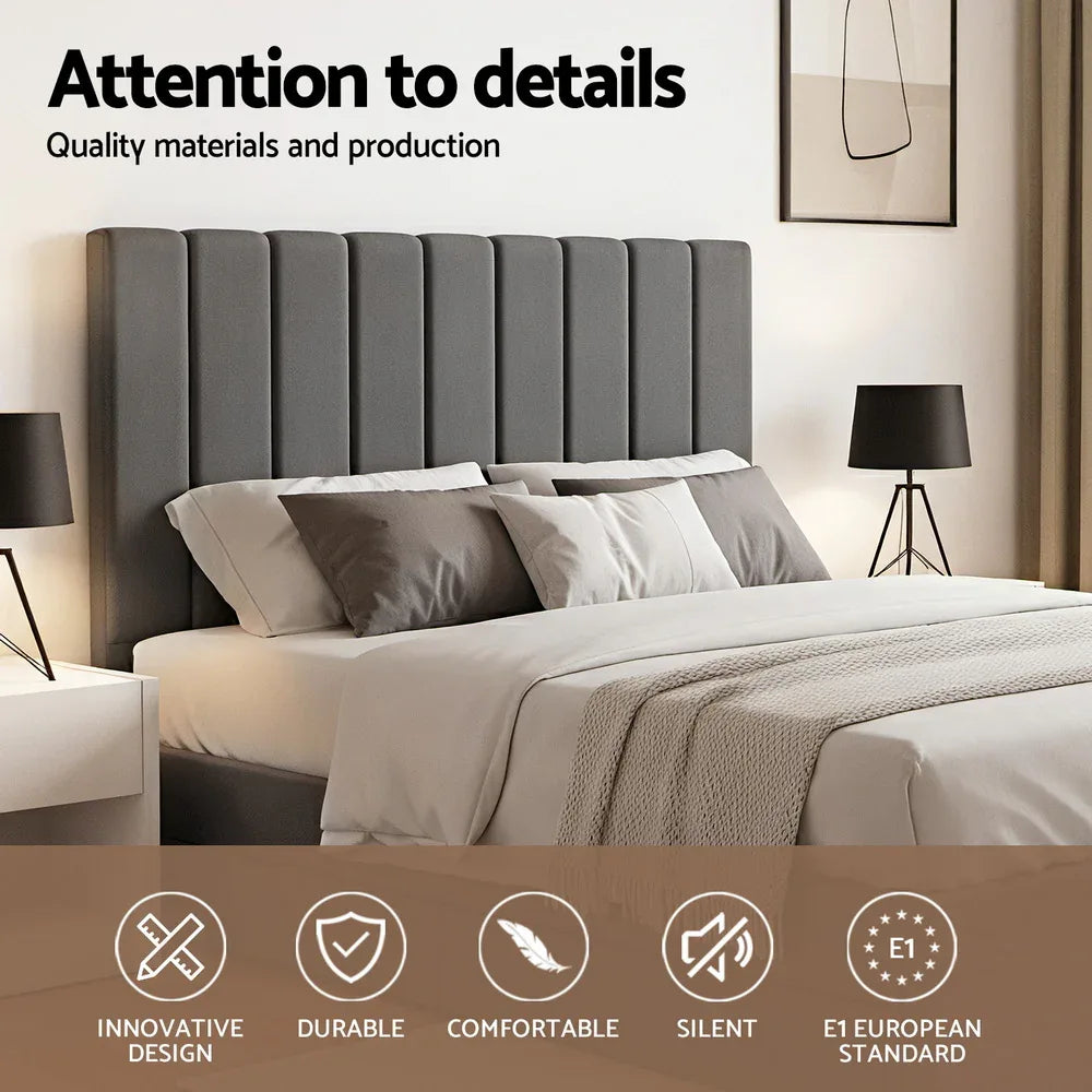 Artiss Double Bed Frame with Storage Grey Velvet Headboard Gas Lift Platform Base - Mekamart Australia