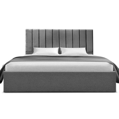 Artiss King Bed Frame with Storage Grey Velvet Headboard Gas Lift Platform Base - Mekamart Australia