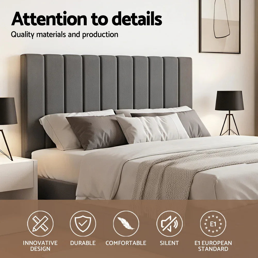 Artiss King Bed Frame with Storage Grey Velvet Headboard Gas Lift Platform Base - Mekamart Australia