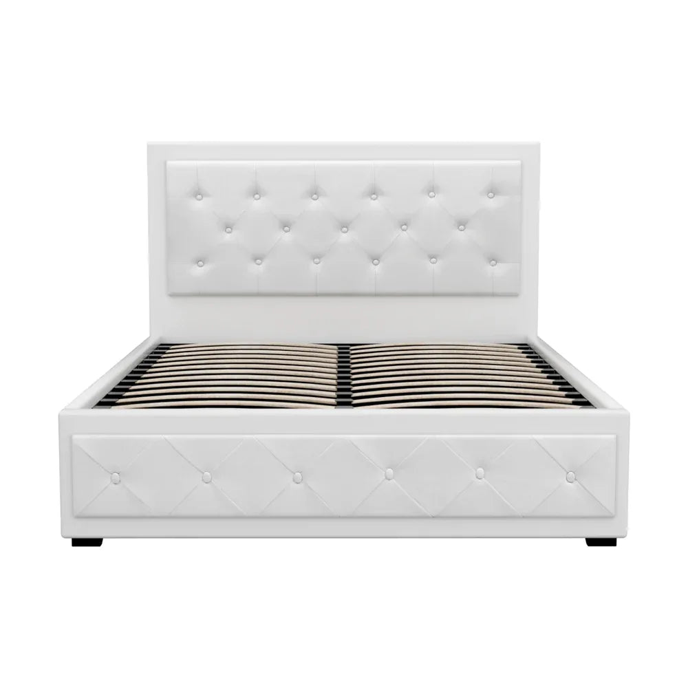 Artiss Bed Frame Double Size Gas Lift White TIYO - Mekamart Australia