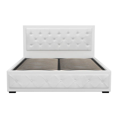 Artiss Bed Frame Queen Size Gas Lift White TIYO - Mekamart Australia