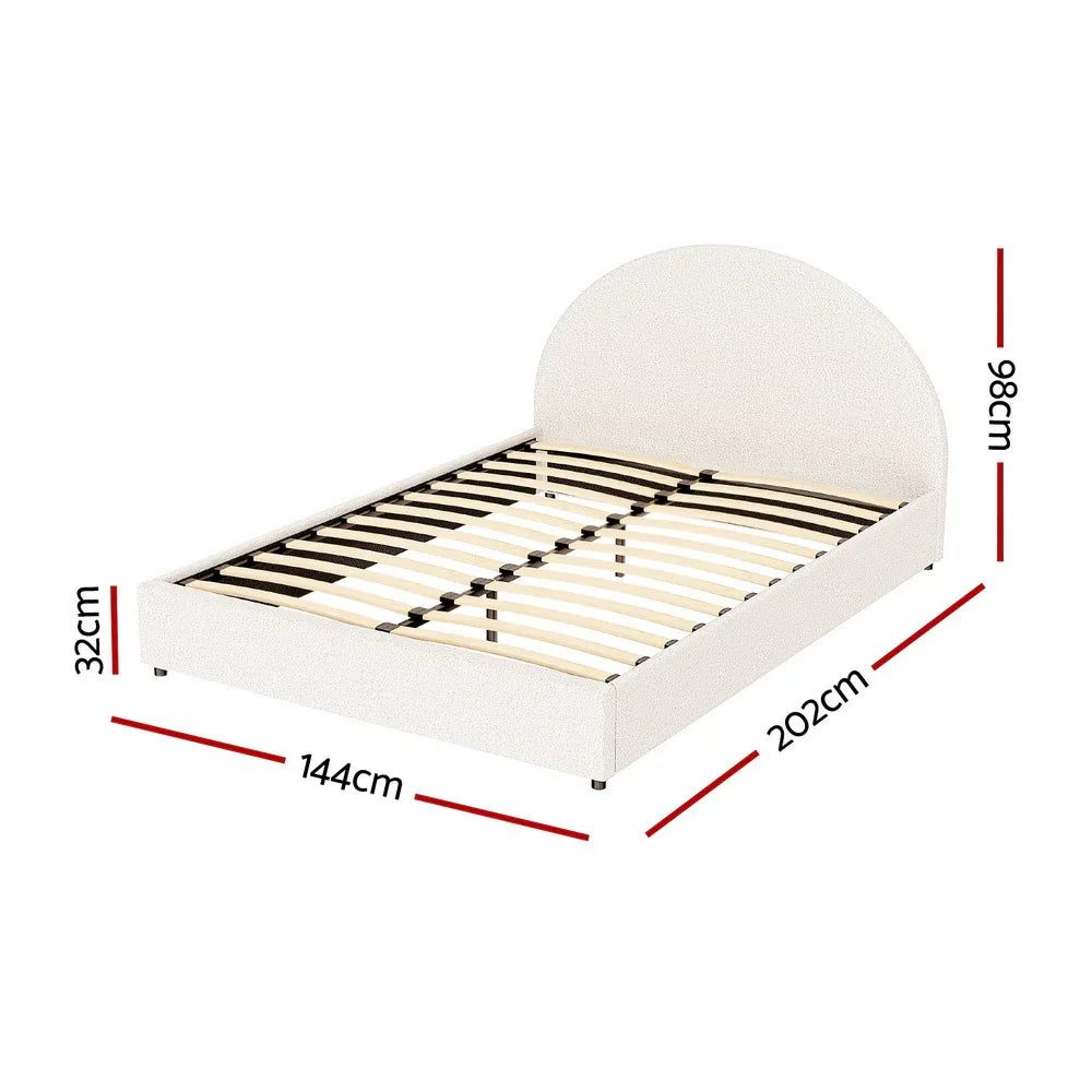 Artiss Bed Frame Gas Lift Strorage Beds Base Platform Boucle Fabric Double ELLA - Mekamart Australia