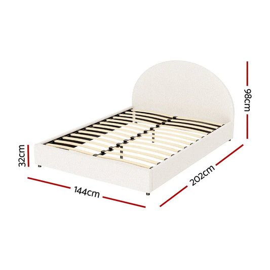 Artiss Bed Frame Gas Lift Strorage Beds Base Platform Boucle Fabric Double ELLA - Mekamart Australia