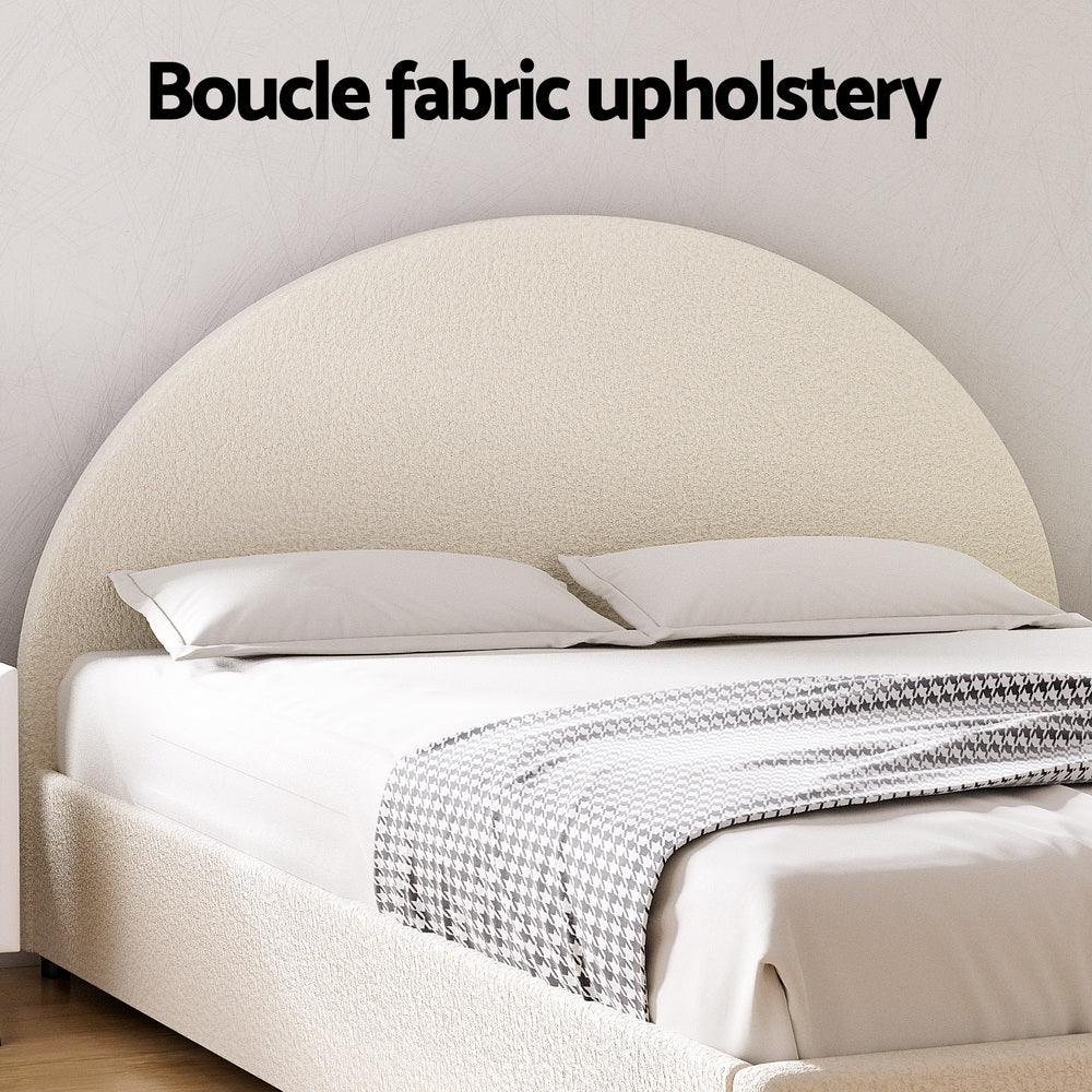 Artiss Bed Frame Gas Lift Strorage Beds Base Platform Boucle Fabric Double ELLA - Mekamart Australia