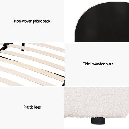 Artiss Bed Frame Gas Lift Strorage Beds Base Platform Boucle Fabric Double ELLA - Mekamart Australia