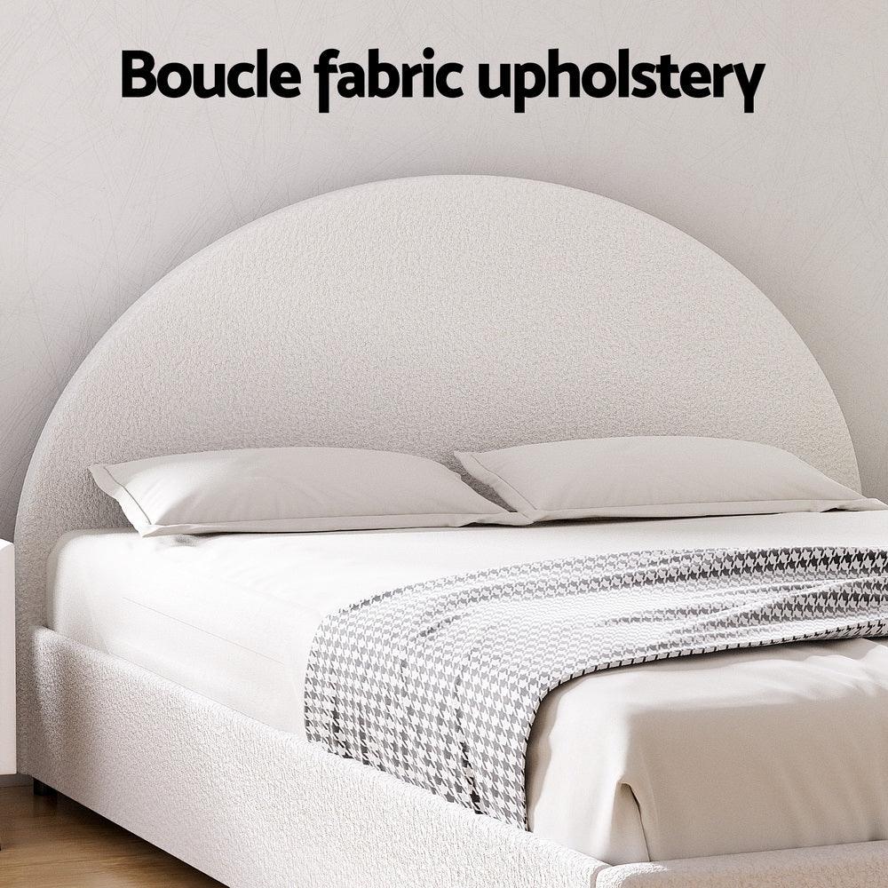 Artiss Bed Frame Gas Lift Strorage Beds Base Platform Boucle Fabric Queen ELLA - Mekamart Australia