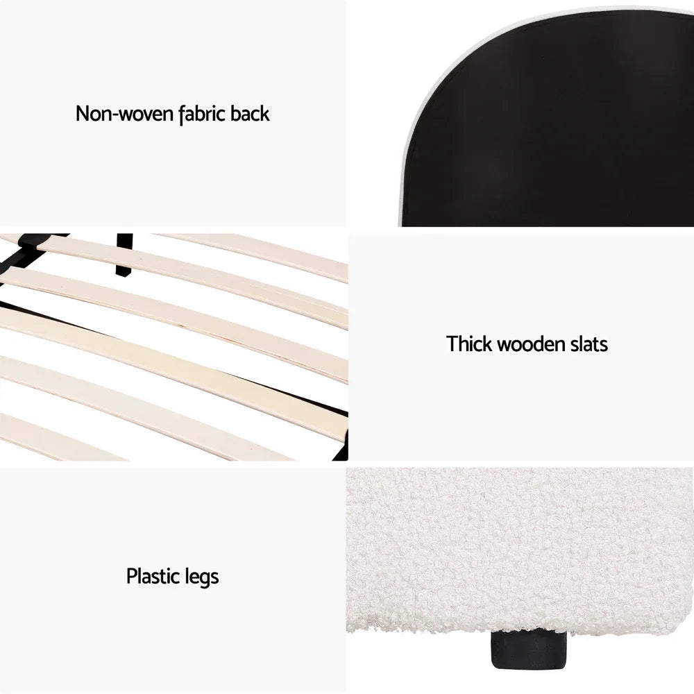 Artiss Bed Frame Gas Lift Strorage Beds Base Platform Boucle Fabric Queen ELLA - Mekamart Australia