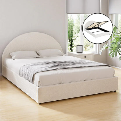 Artiss Bed Frame Gas Lift Strorage Beds Base Platform Boucle Fabric Queen ELLA - Mekamart Australia