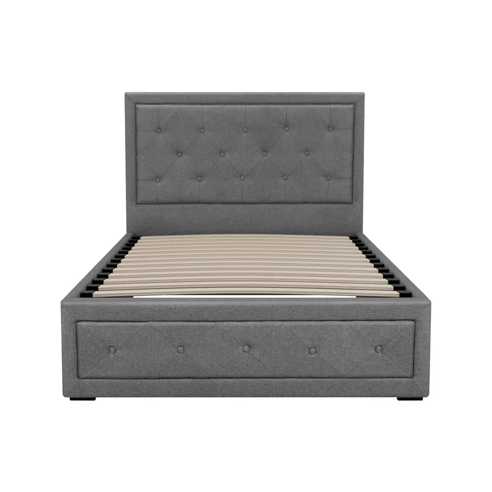 Artiss Bed Frame King Single Size Gas Lift Storage Mattress Base Wooden Grey - Mekamart Australia