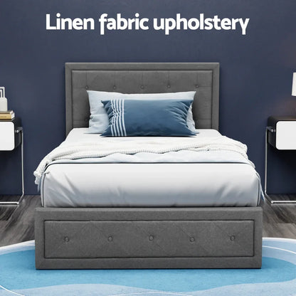 Artiss Bed Frame King Single Size Gas Lift Storage Mattress Base Wooden Grey - Mekamart Australia