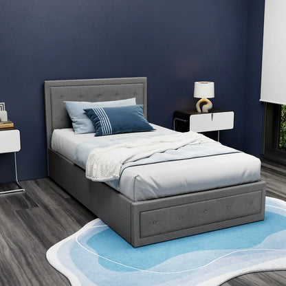 Artiss Bed Frame King Single Size Gas Lift Storage Mattress Base Wooden Grey - Mekamart Australia