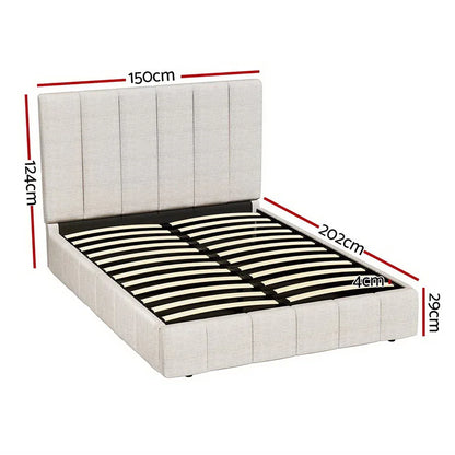 Artiss Bed Frame Double Size Beige TETTE - Mekamart Australia