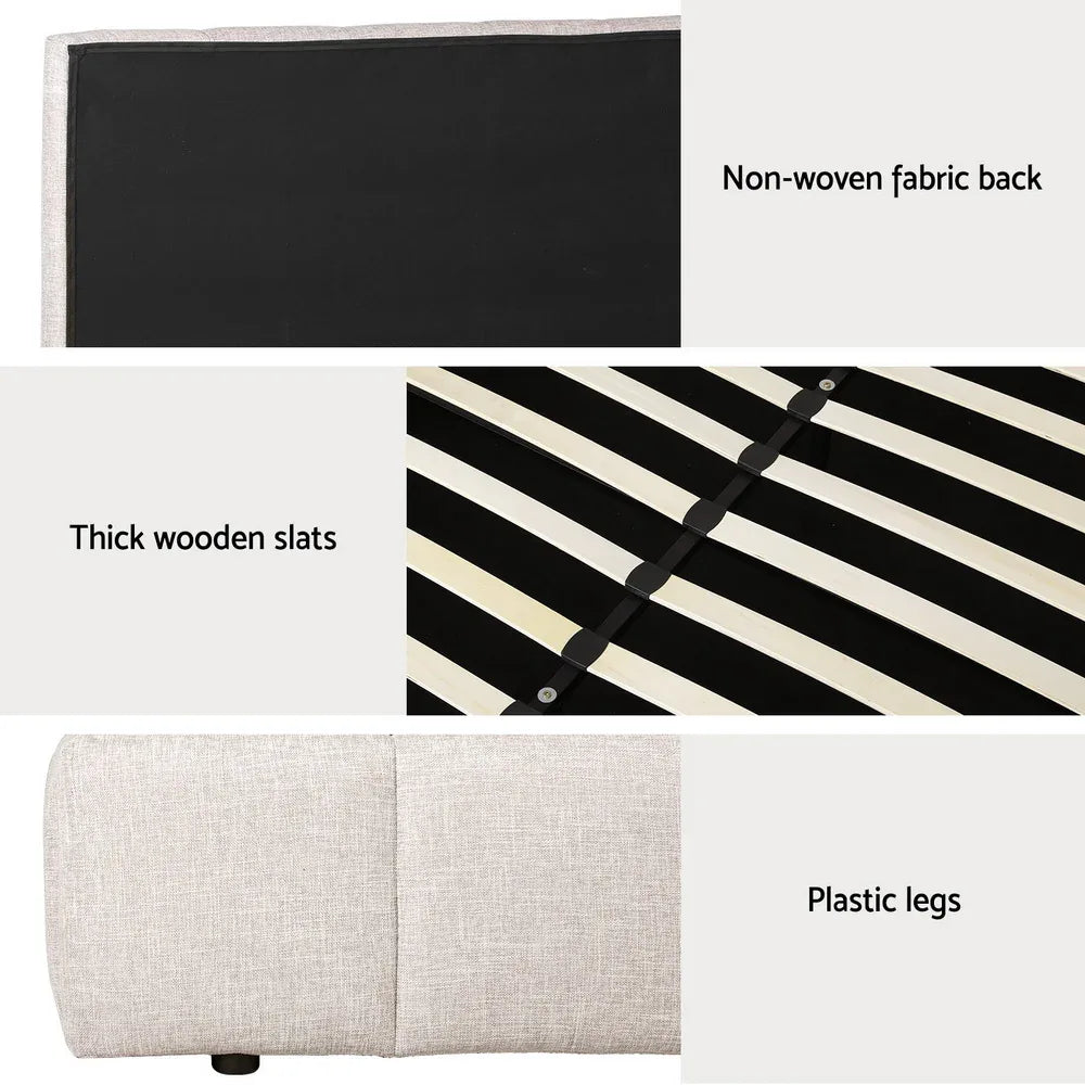 Artiss Bed Frame Queen Size Beige TETTE - Mekamart Australia