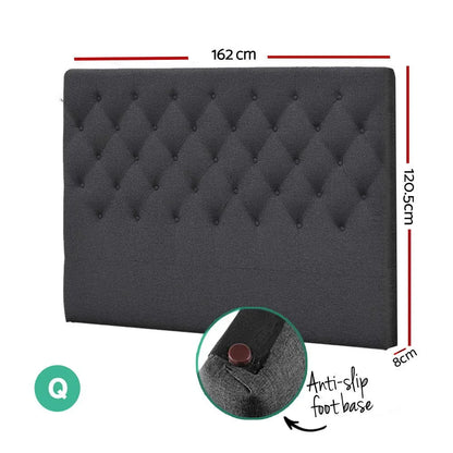 Artiss Bed Head Headboard Queen Size Fabric - CAPPI Charcoal