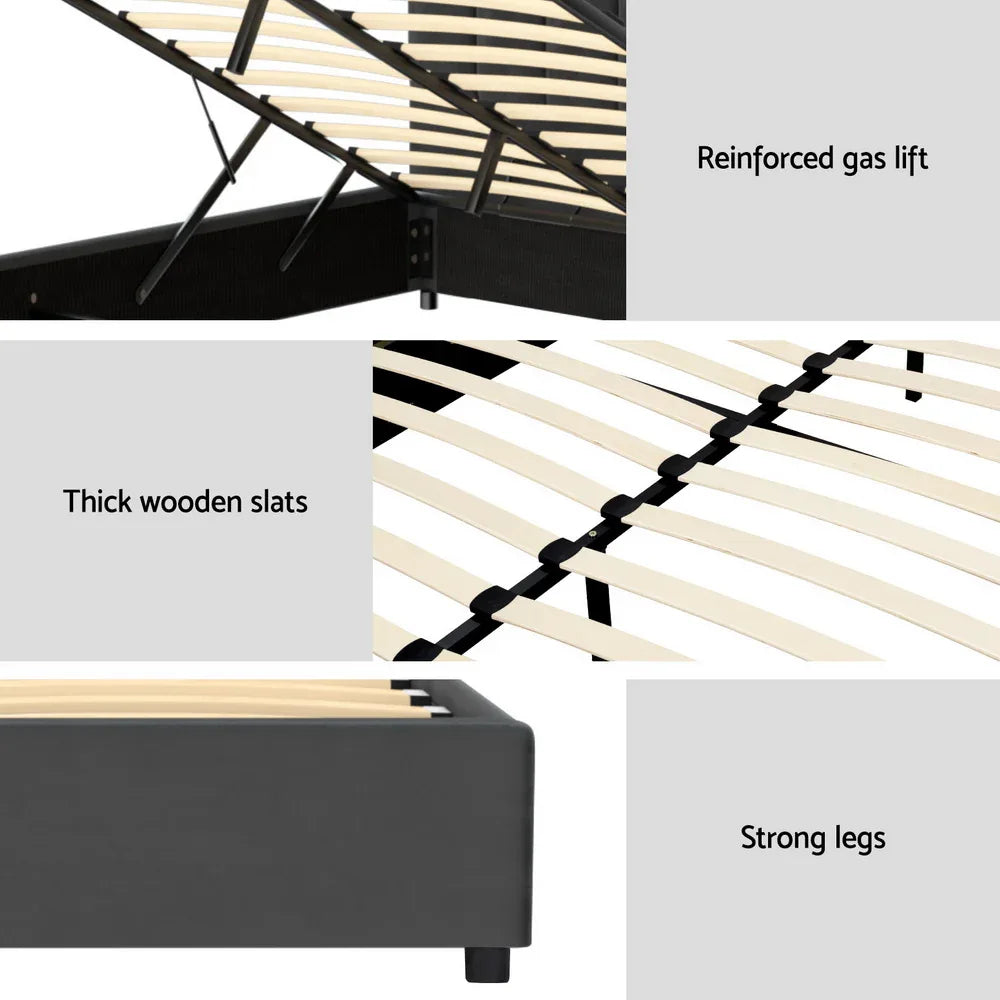 Artiss Bed Frame Double Size Velvet Grey FION - Mekamart Australia