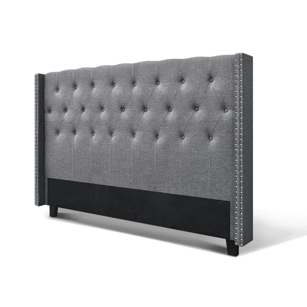Artiss Bed Head Headboard King Size Fabric - LUCA Grey