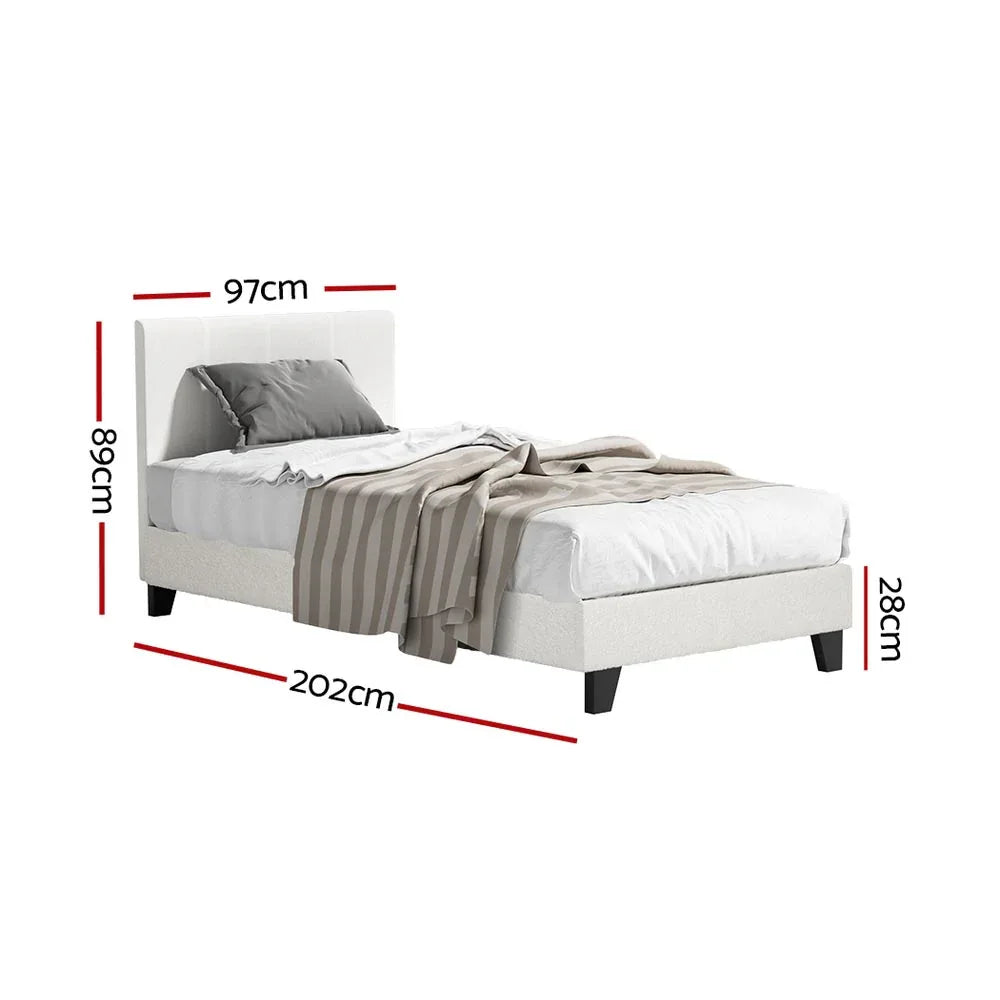 Artiss Bed Frame Single Size Boucle NEO - Mekamart Australia
