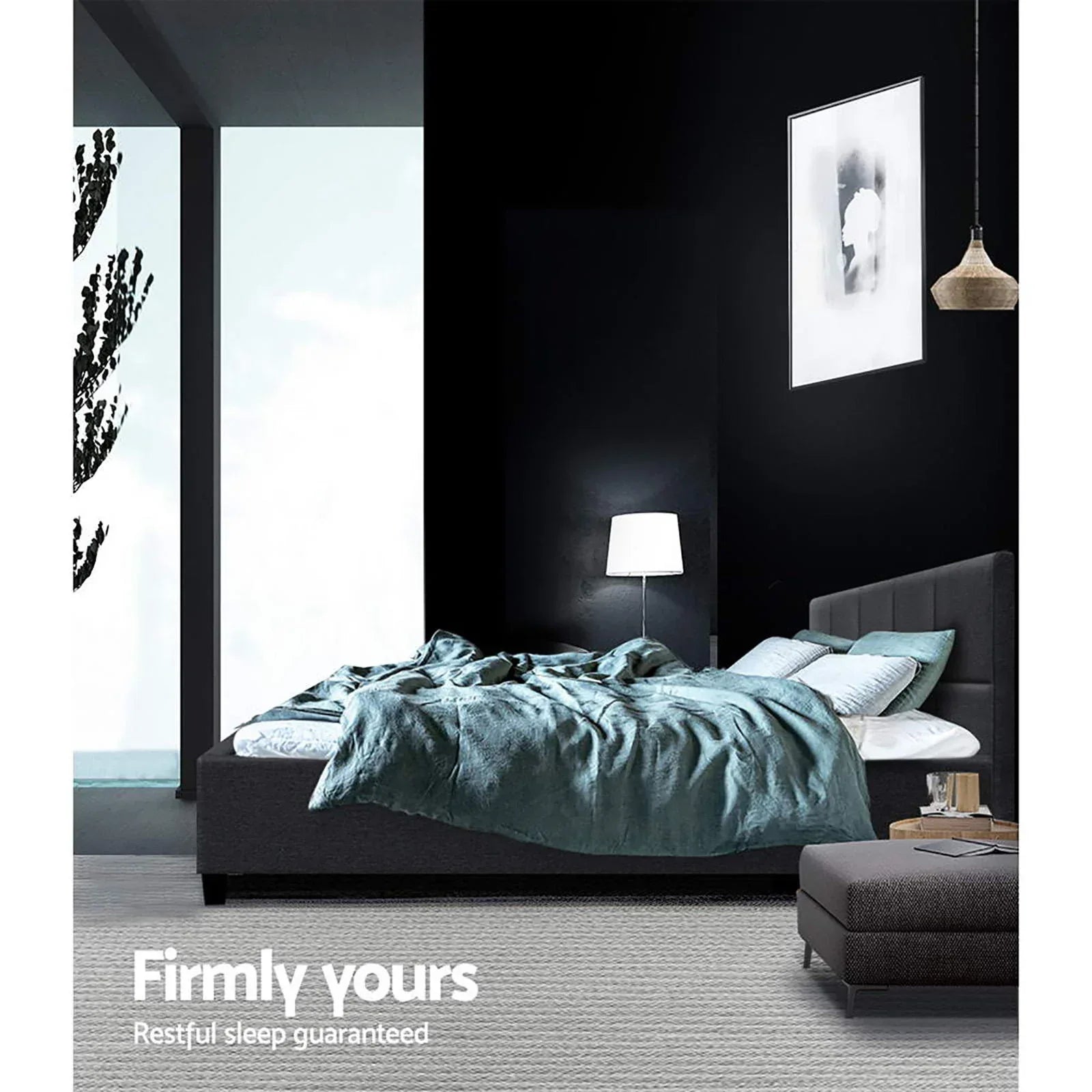 Artiss Bed Frame Double Size Charcoal TINO - Mekamart Australia