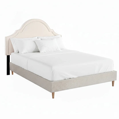 Artiss Queen Bed Frame with Storage Scalloped Velvet Headboard Wooden Platform Base