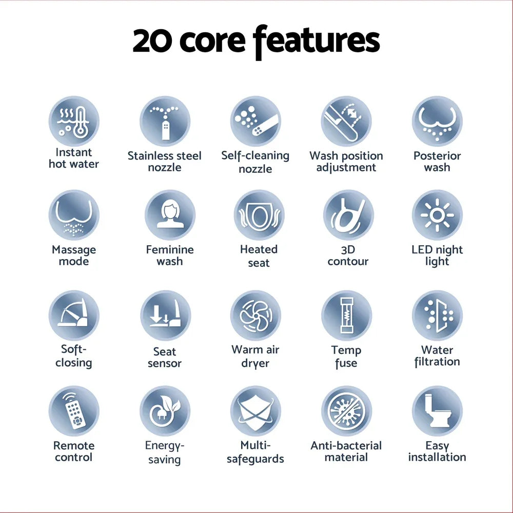 Cefito Electric Bidet Toilet Seat Cover LED Night Light Heated Seat with Remote - Mekamart Australia