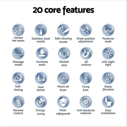 Cefito Electric Bidet Toilet Seat Cover LED Night Light Heated Seat with Remote - Mekamart Australia